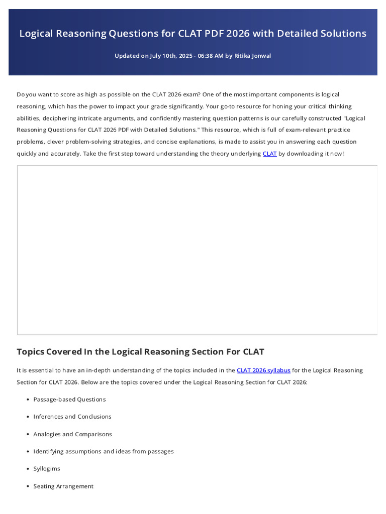 CLAT 2026 Logical Reasoning Guide | PDF | Homelessness | Reason