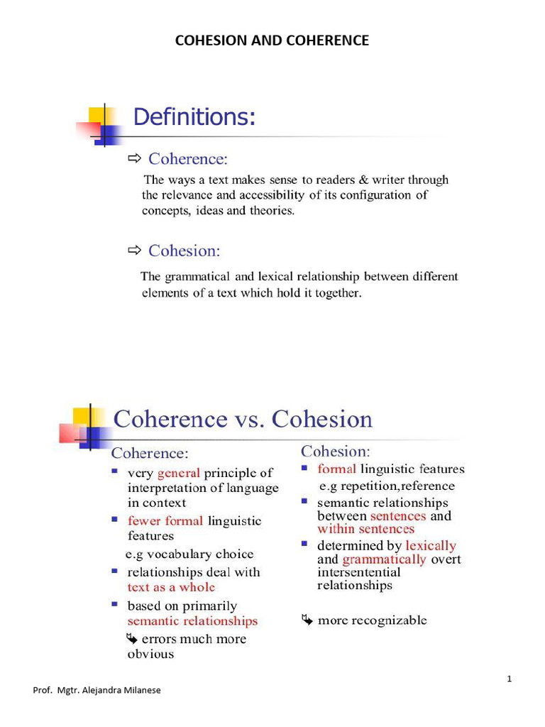 Cohesion and Coherence | PDF | Linguistics | Language Mechanics
