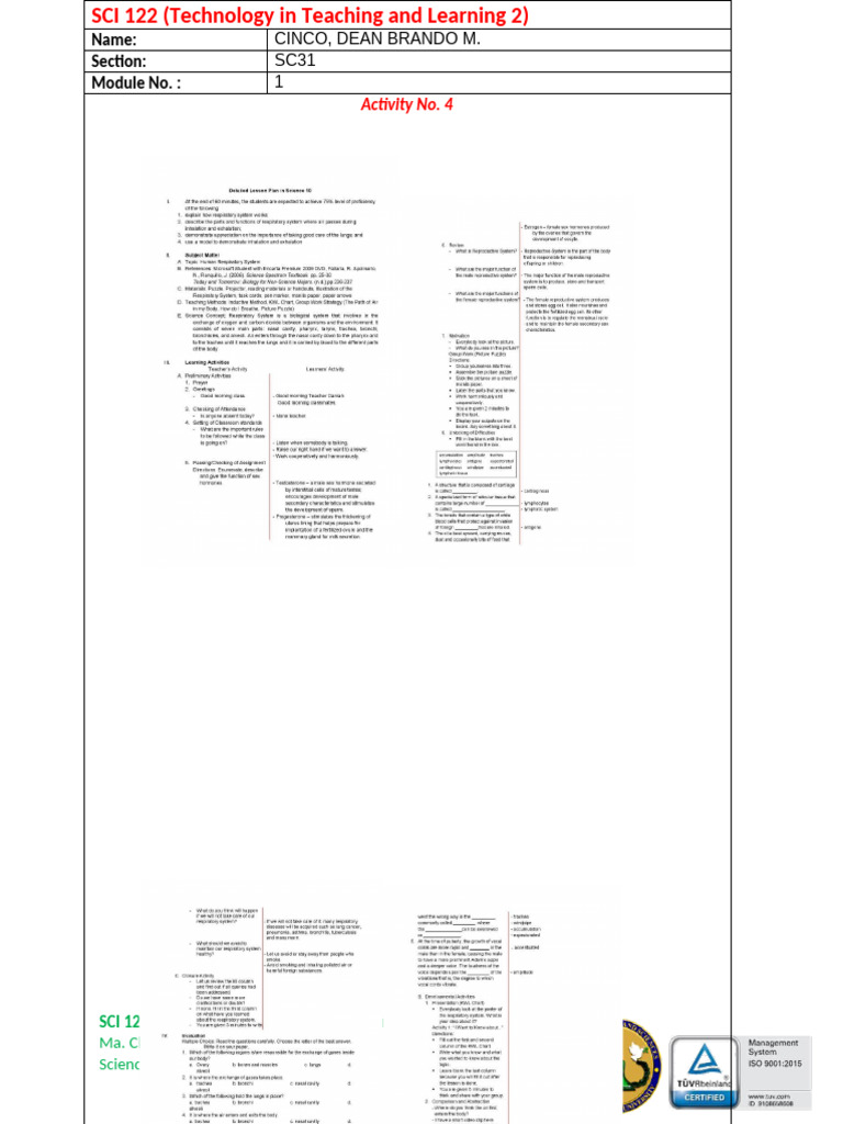 SCI 122 Technology in Teaching Module | PDF