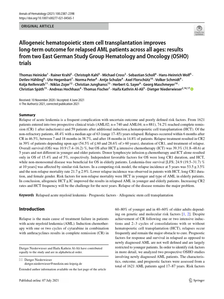 Allogeneic Hematopoietic Stem Cell Transplantation Improves 17ebeyo2yg ...