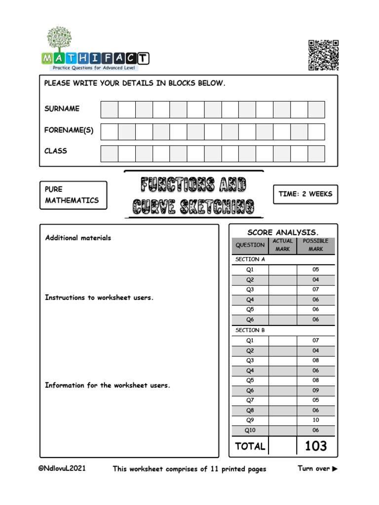 Advanced Mathematics Practice Worksheet | PDF | Function (Mathematics ...