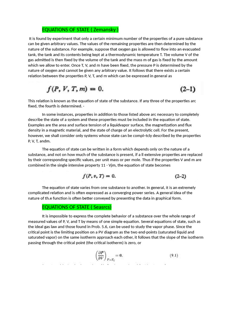 Understanding Equations of State in Thermodynamics | PDF | Temperature ...