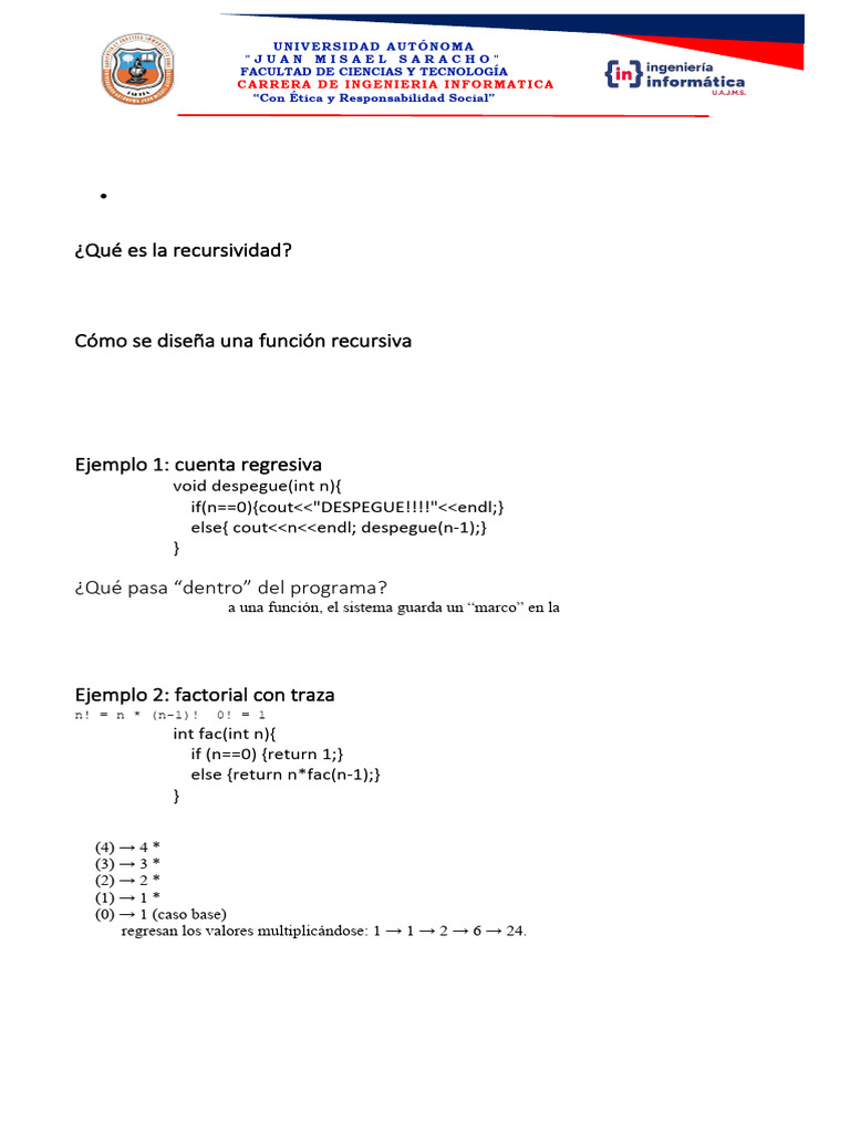 Guía de Laboratorio: Recursividad en C++ | PDF | Recursividad ...
