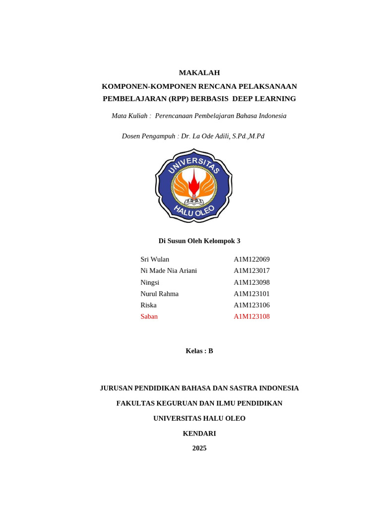 RPP Berbasis Deep Learning untuk Pendidikan | PDF