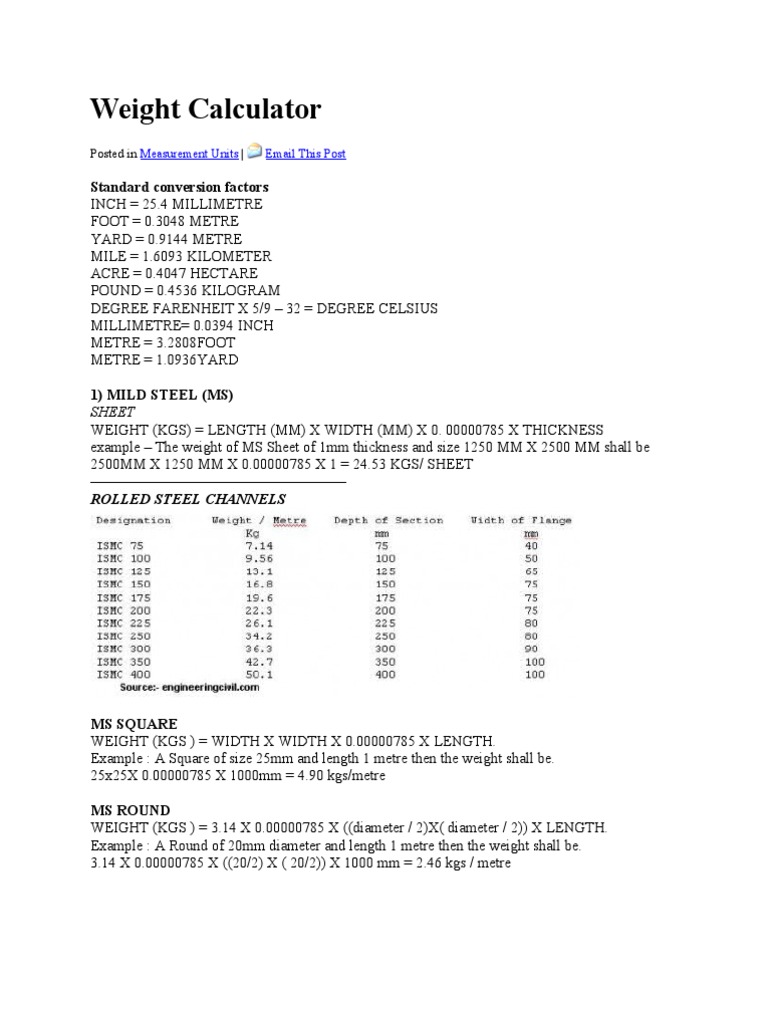 Weight Calculator | PDF | Home & Garden