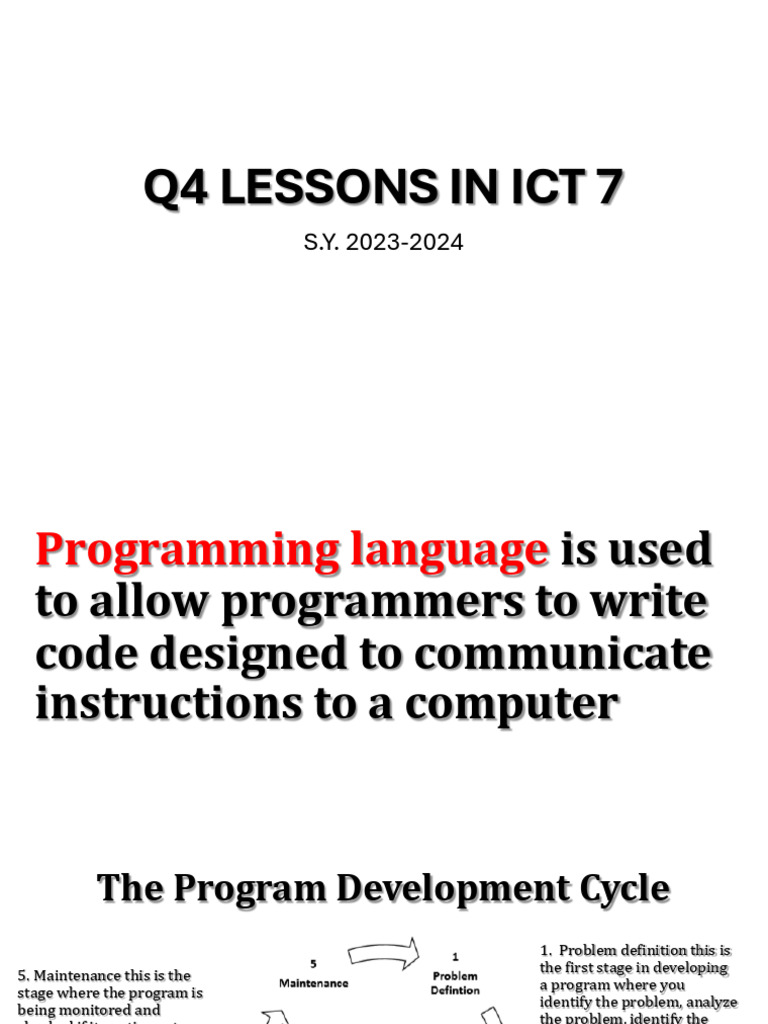 q4 Ict 7 Lessons Reviewer 2023 2024 | PDF | Computer Program | Programming