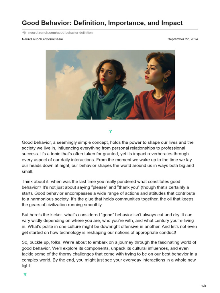 Good Behavior Definition Importance and Impact | PDF | Value (Ethics ...
