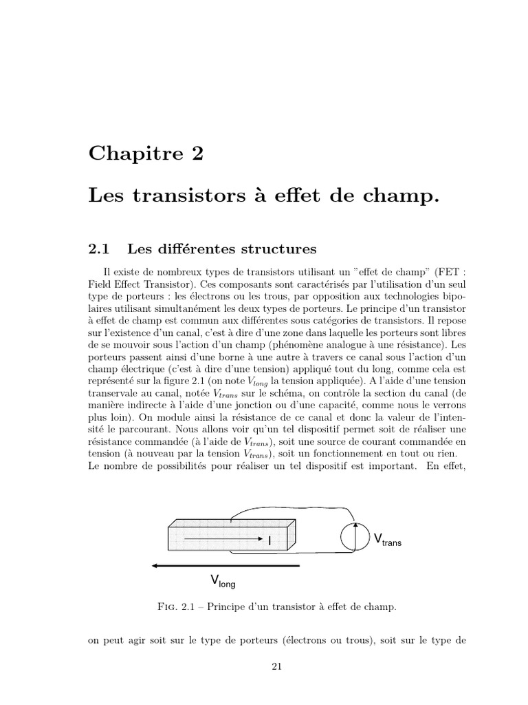 Transistors à effet de champ : types et fonctionnement | PDF ...