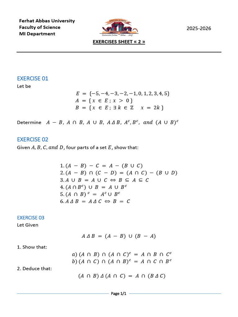 Exercises Sheet 2 | PDF