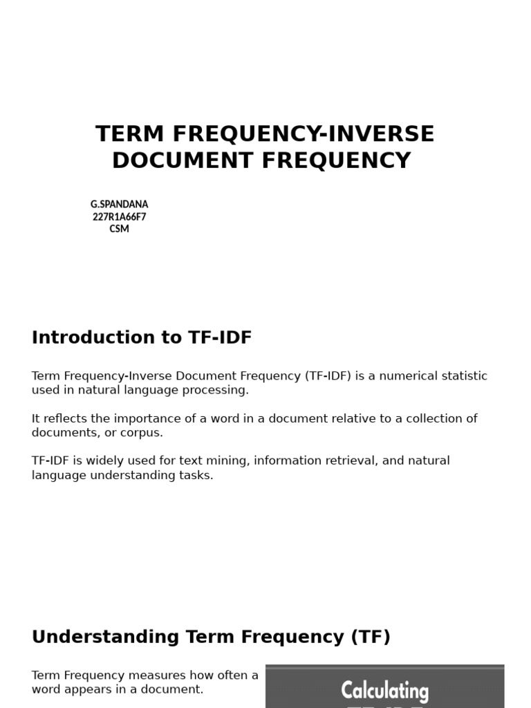 Understanding TF-IDF in NLP | PDF | Information Science | Applied ...