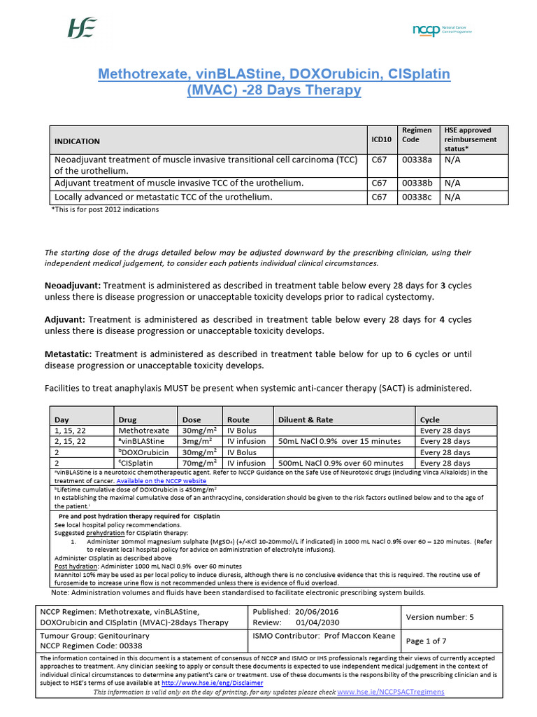 MVAC-28 Days Therapy for TCC Treatment | PDF | Cancer | Medicine