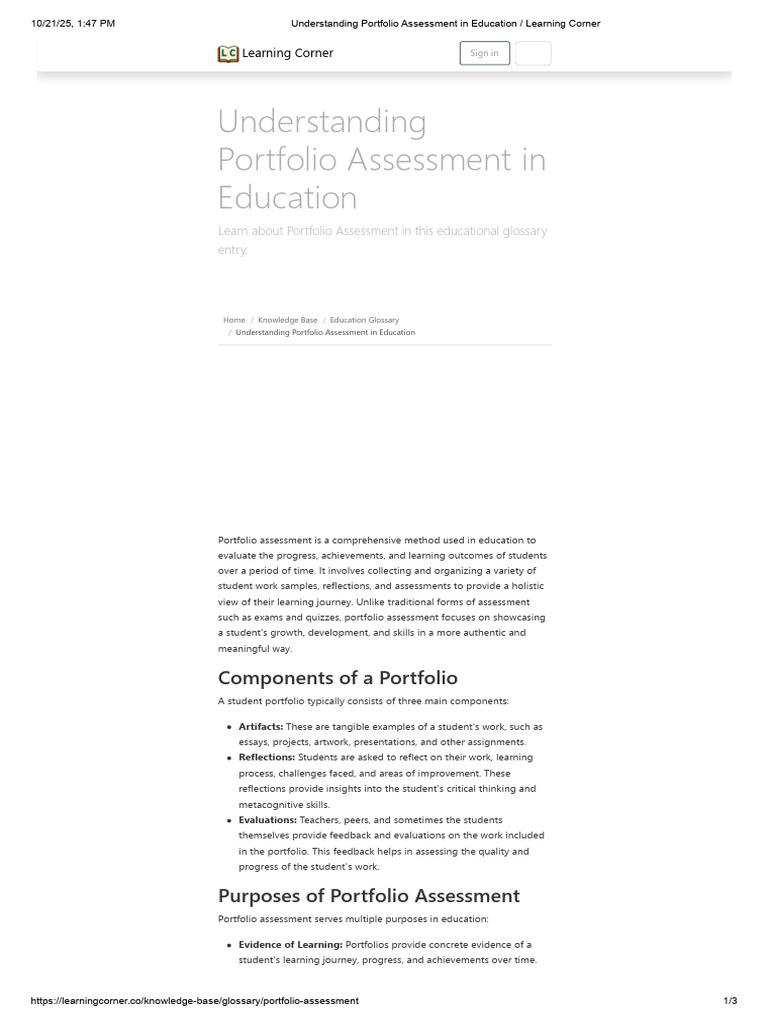 Portfolio Assessment in Education Guide | PDF | Educational Assessment ...