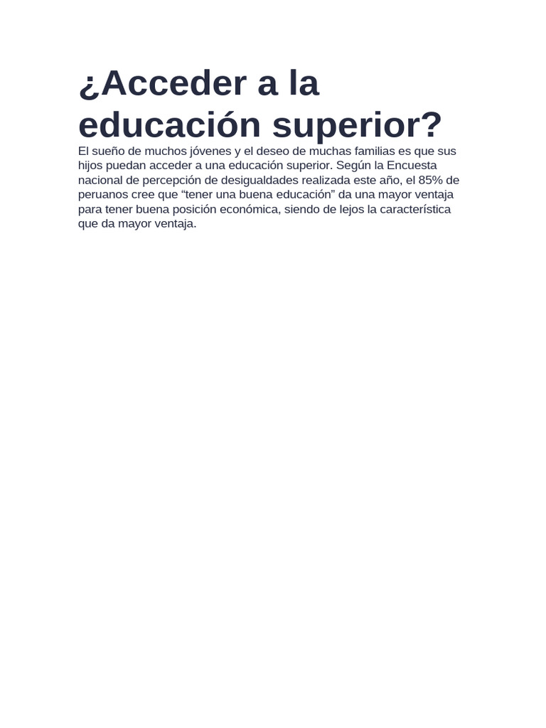 Acceso a Educación Superior en Perú | PDF