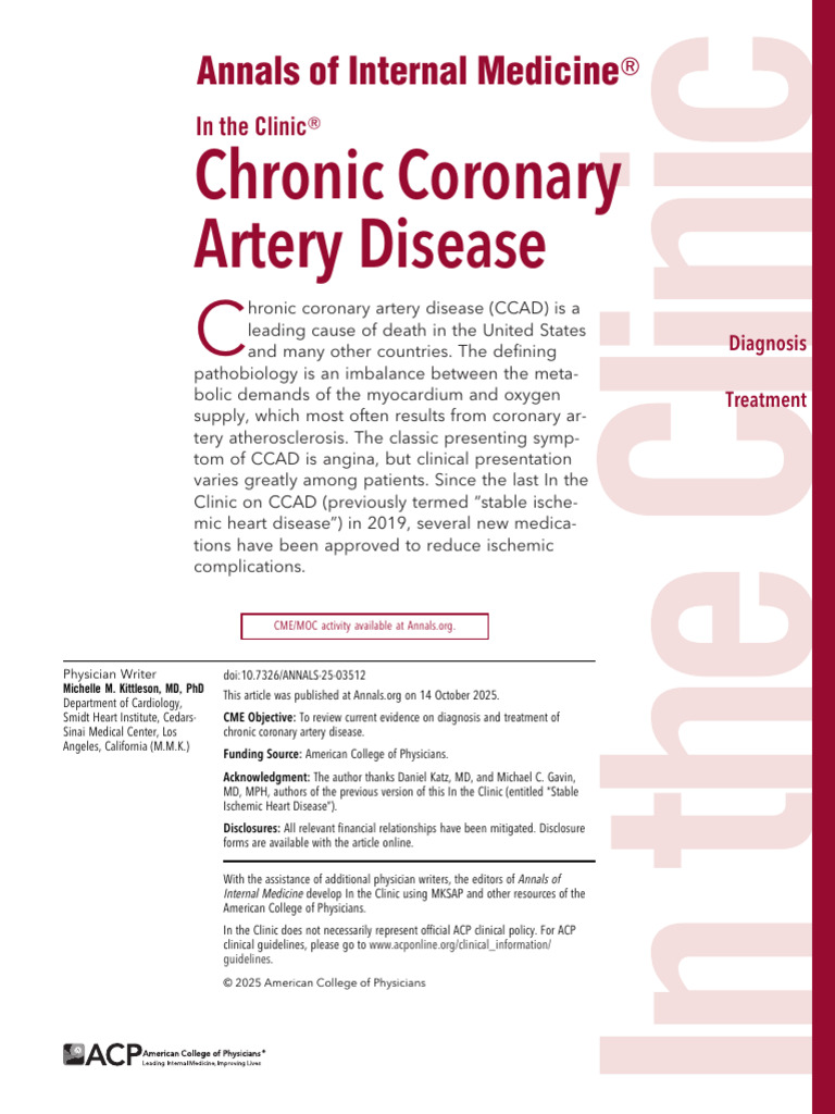 Chronic Coronary Artery Disease Overview | PDF | Coronary Artery ...