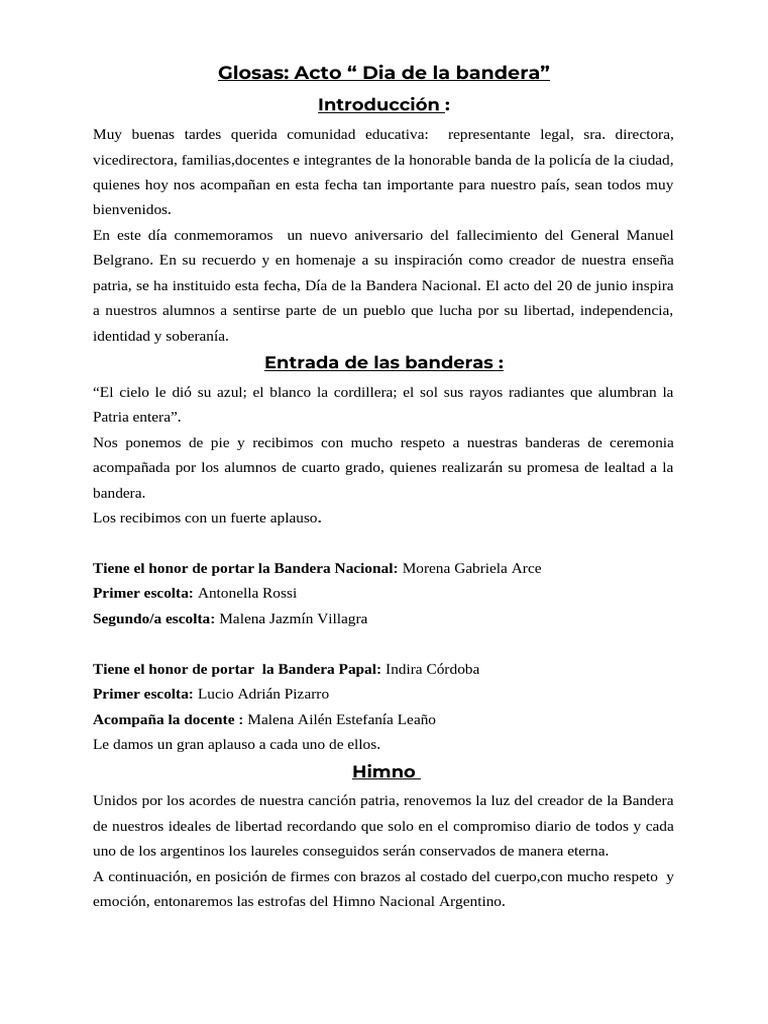 Acto del Día de la Bandera Nacional | PDF