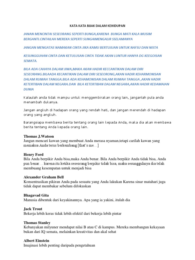 Kata Kata Bijak Dalam Kehidupan Kata Kata Bijak Dalam Kehidupan