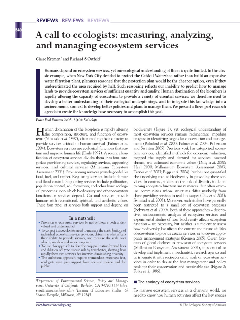 Understanding Ecosystem Services and Biodiversity | PDF | Biodiversity ...