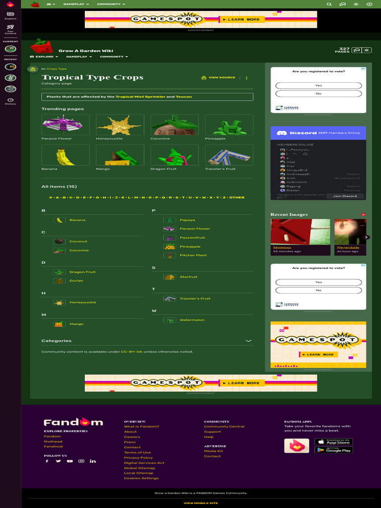 CategoryTropical Type Crops Grow A Garden Wiki Fandom | PDF | Fruit ...