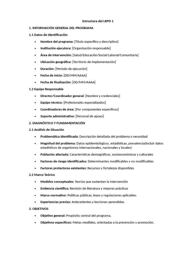 Estructura del LRPD: Guía Completa | PDF