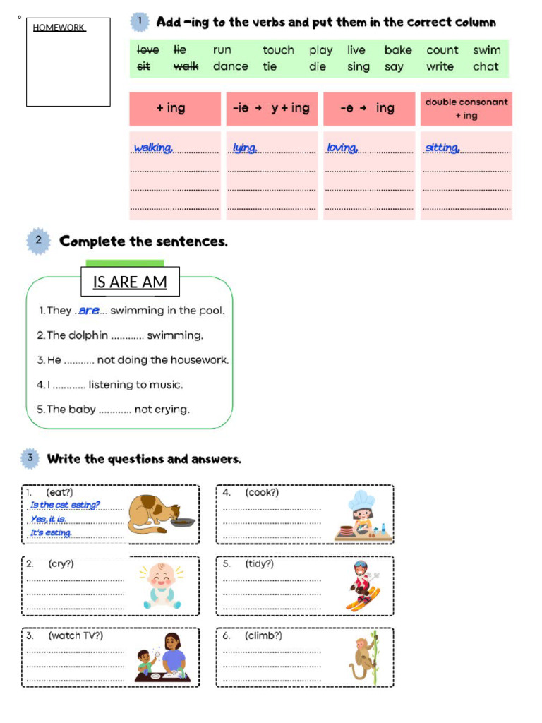 Homework 2025 Present Continuos | PDF