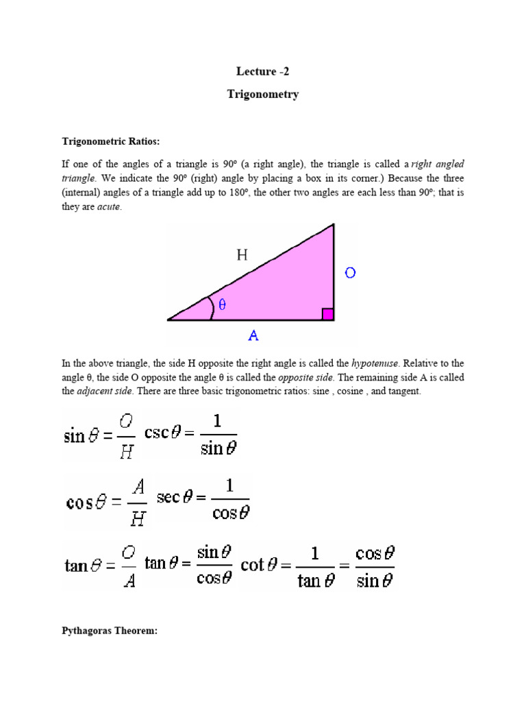 Basic Mathematics - Calculus Part | PDF | Trigonometry | Triangle