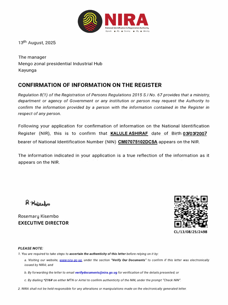 Confirmation of Information (44) - 1 | PDF