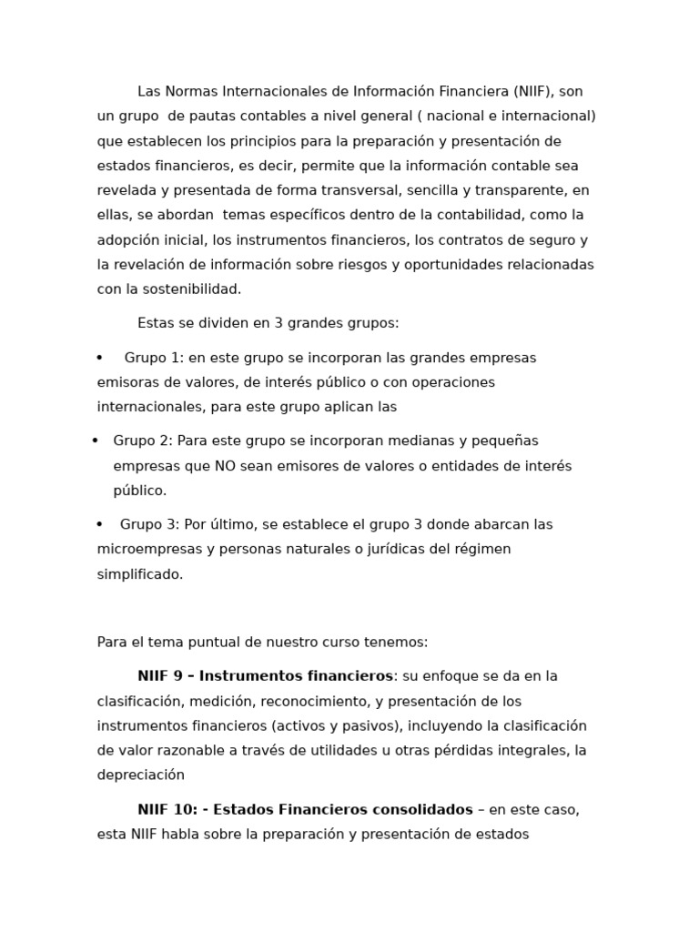 Aporte NIIF | PDF | normas internacionales de INFORMACION FINANCIERA ...