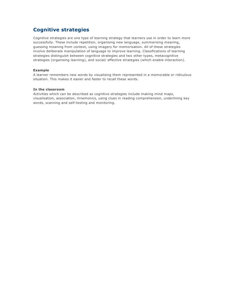 Understanding Cognitive Learning Strategies | PDF | Self-Improvement