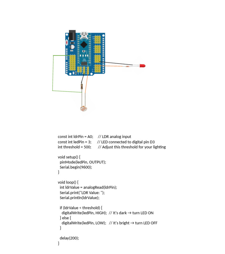 Arduino LDR LED Control Code | PDF