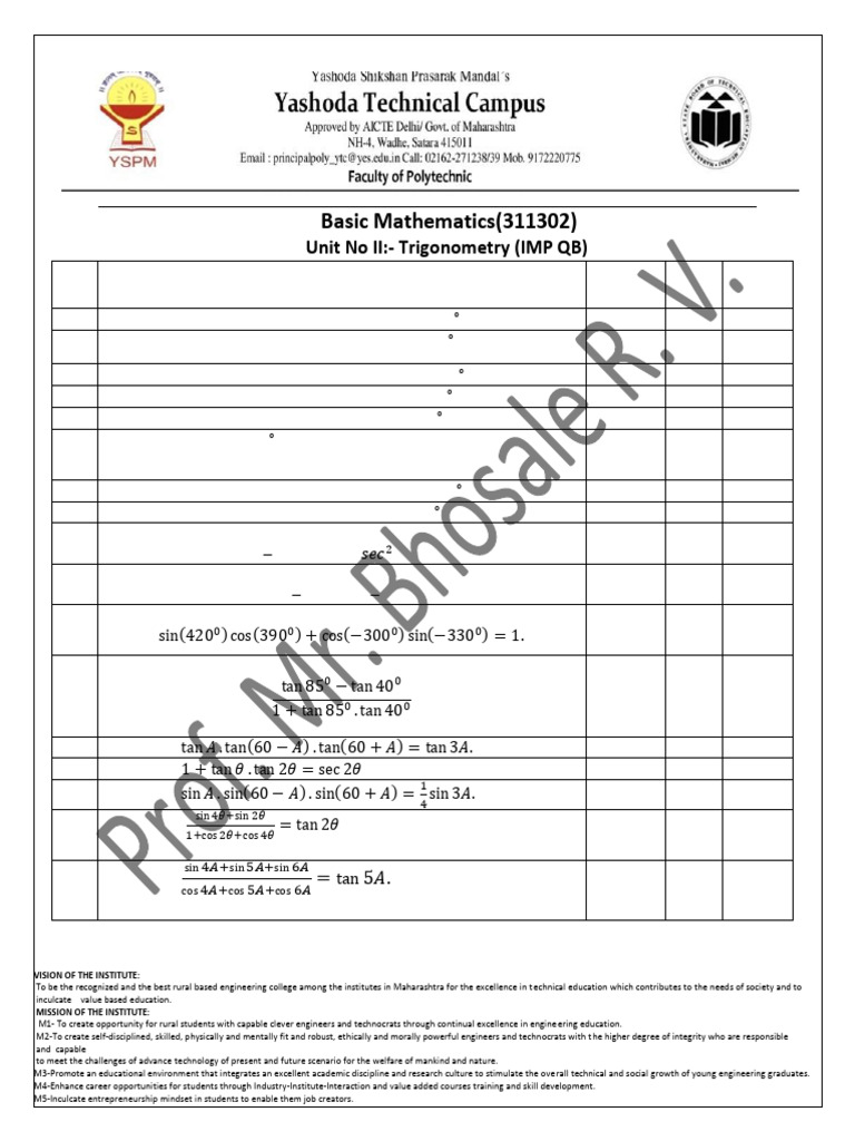Unit No-II Trigonometry | PDF | Trigonometry