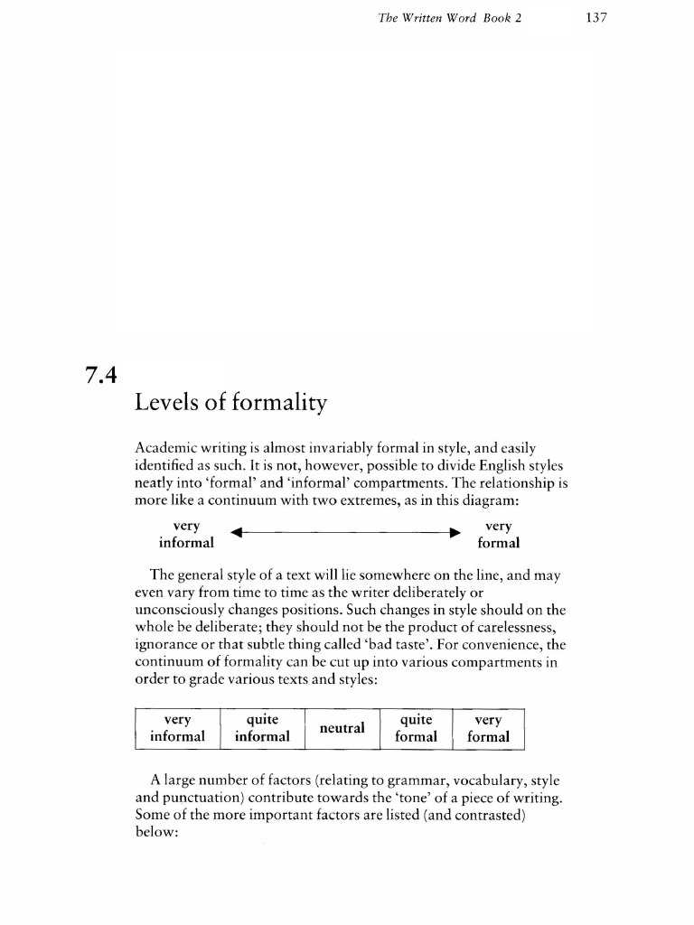 Levels of Formality in Writing | PDF | Idiom | Verb