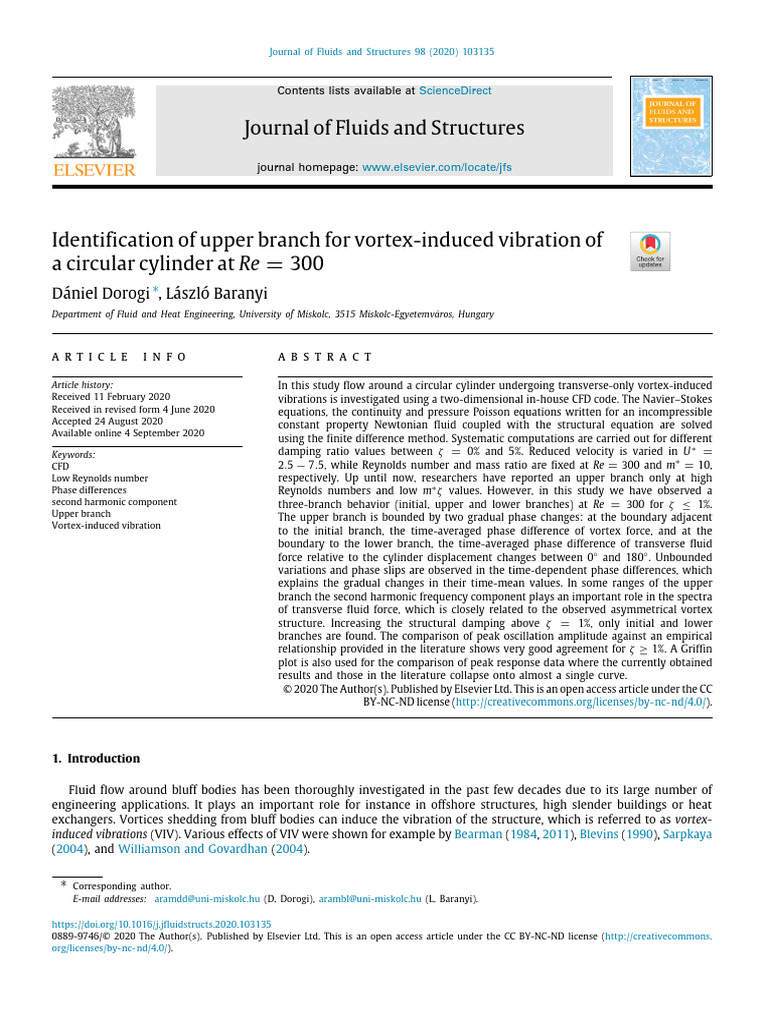 Identification of Upper Branch For Vortex-Induced Vibration | PDF ...