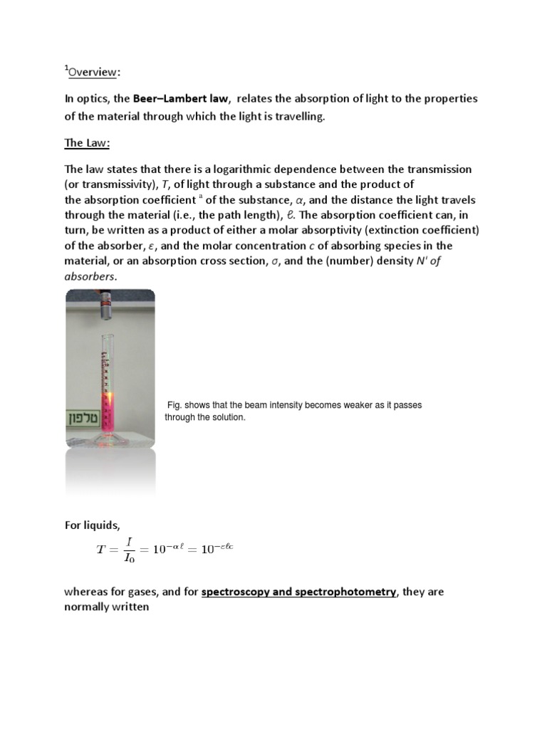 what is the significance of beer lambert law