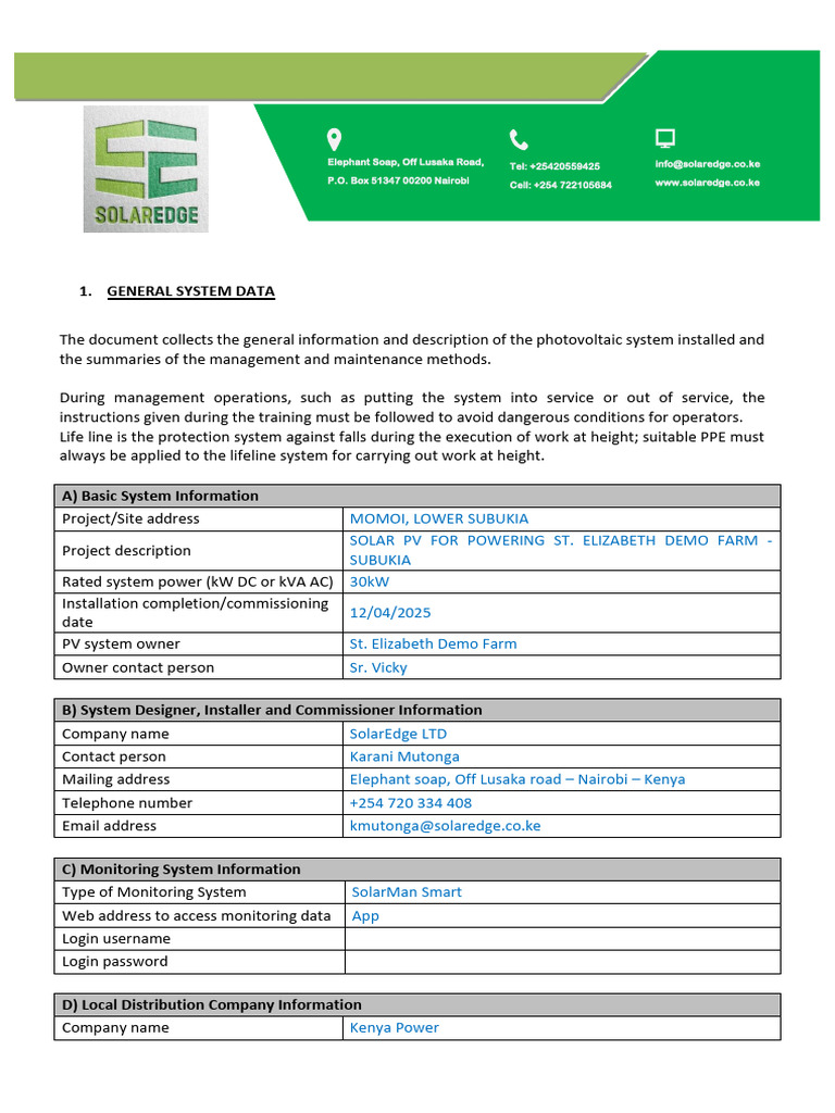 Solar PV System Overview and Checklist | PDF | Photovoltaic System ...