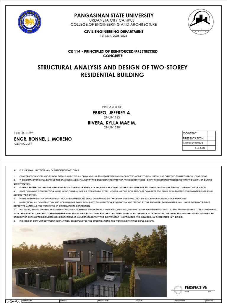 Two-Storey Residential Building Design | PDF | Concrete | Civil Engineering