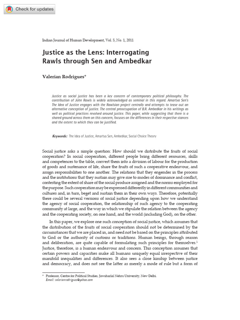 Justice Perspectives: Rawls, Sen, Ambedkar | PDF | Justice | Crime ...