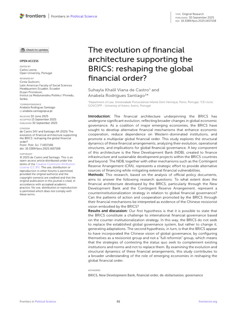 BRICS Financial Architecture Evolution | PDF | Governance ...