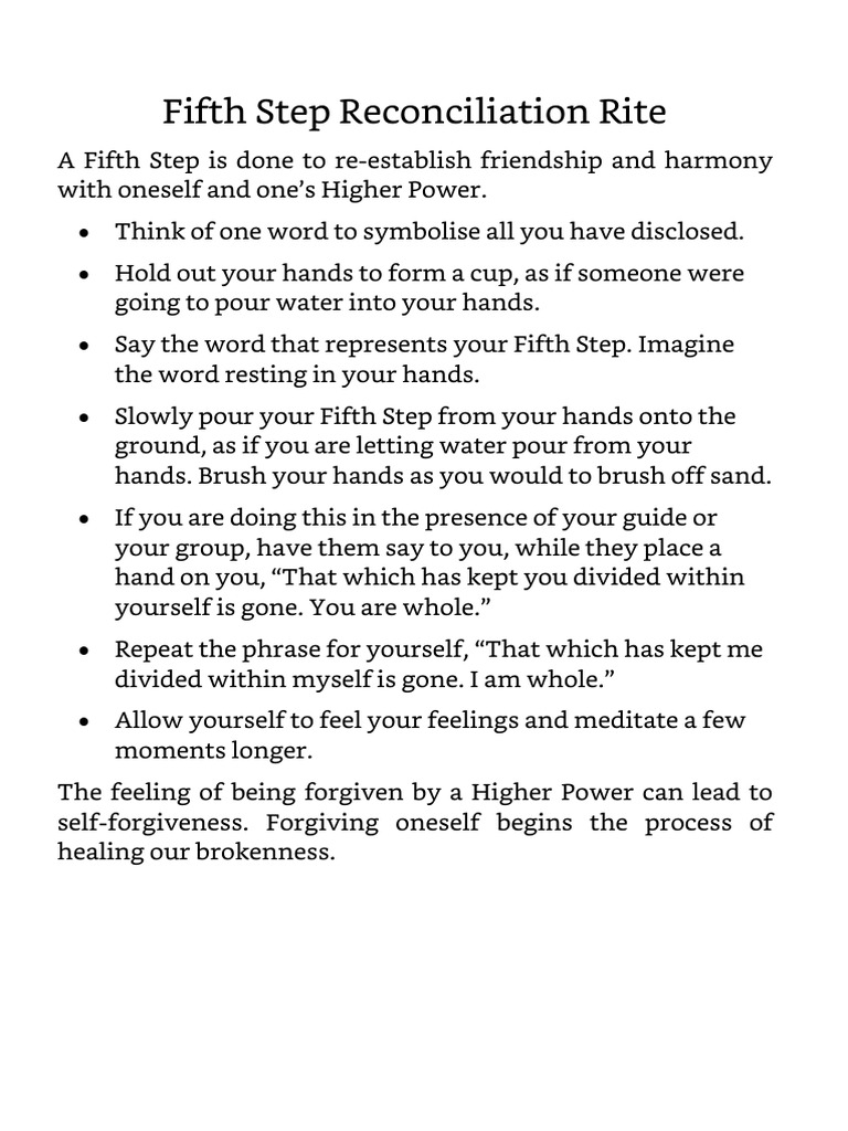 Fifth Step Reconciliation Guide | PDF