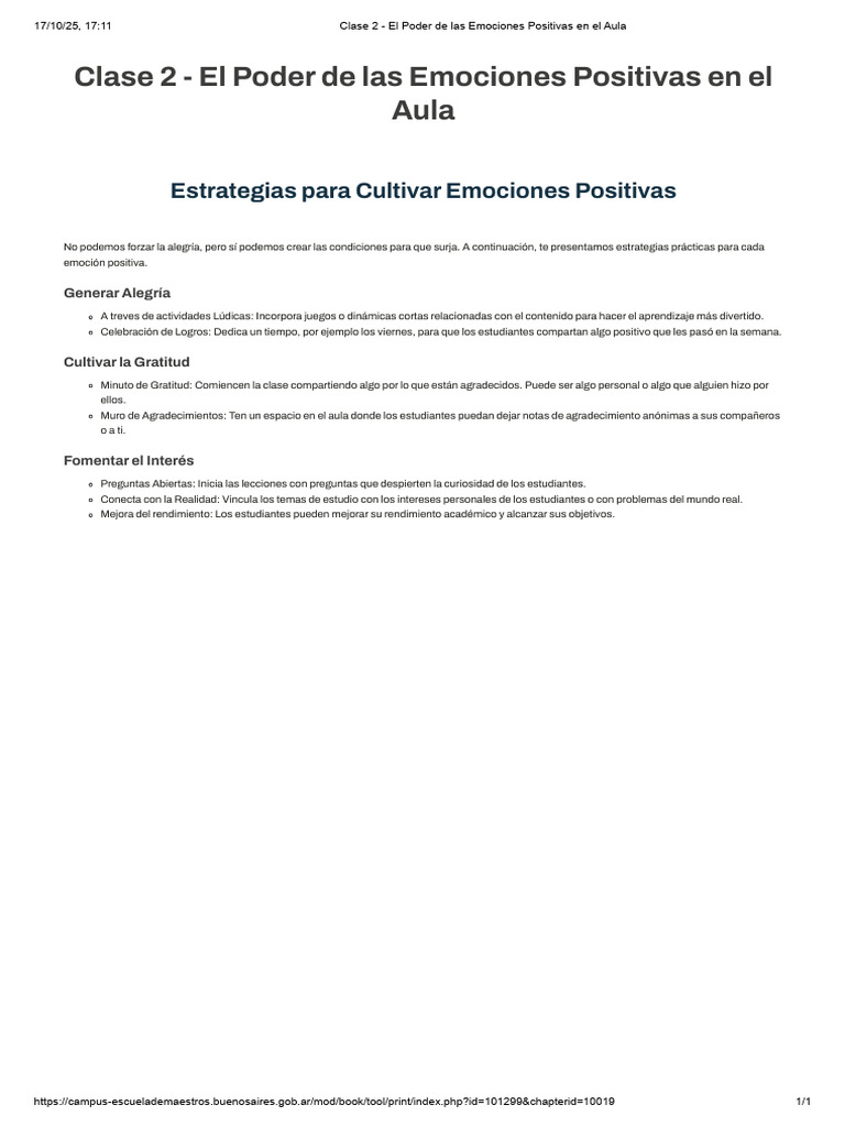 Clase 2 - El Poder de Las Emociones Positivas en El Aula | PDF