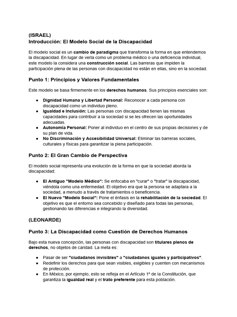 Modelo Social de la Discapacidad: Inclusión y Derechos | PDF ...