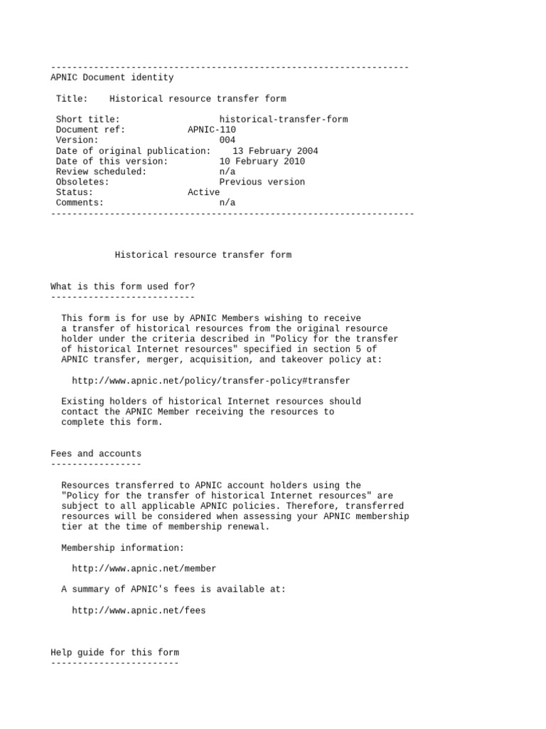 Historical Transfer Form | PDF
