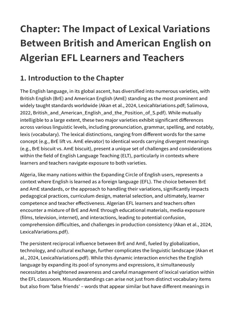 Chapter - The Impact of Lexical Variations Between British and American ...