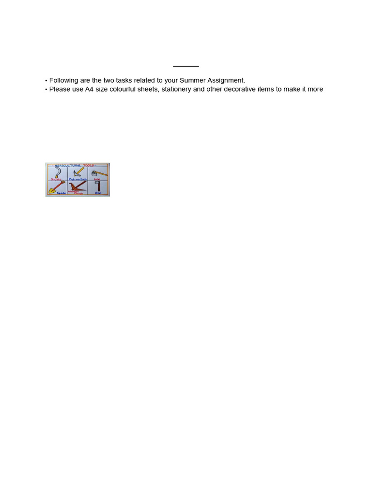Class VIII Summer Homework Assignments | PDF