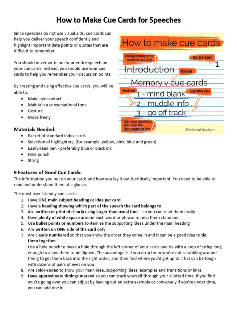 Creating Effective Speech Cue Cards | PDF
