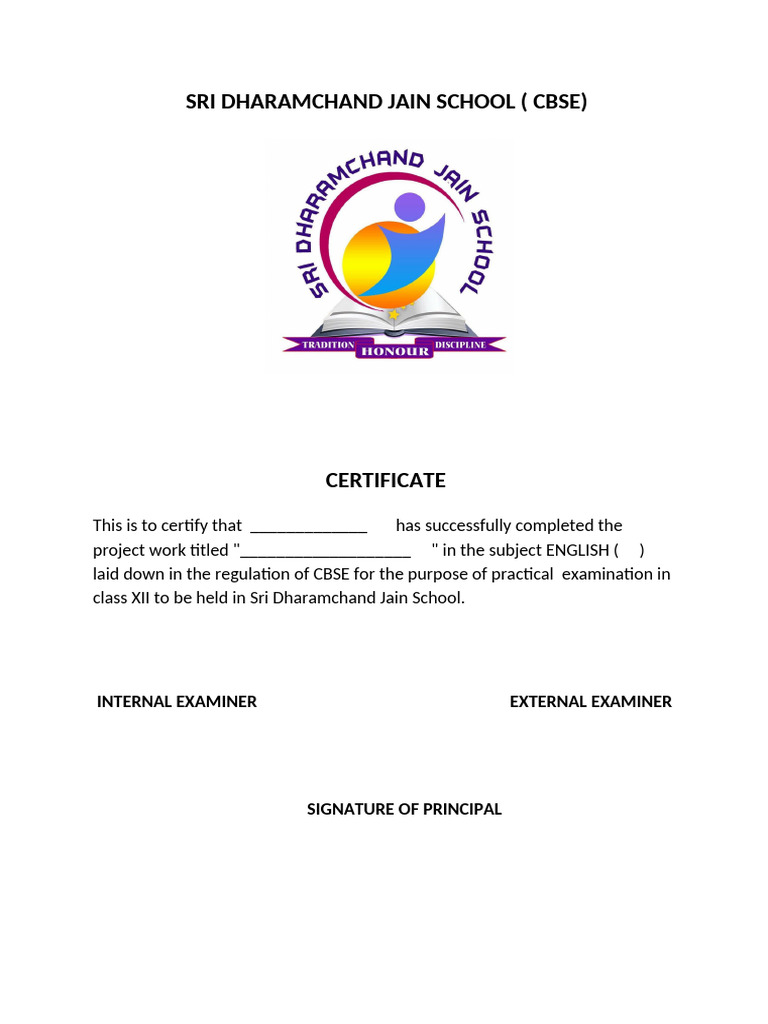 CBSE Project Completion Certificate | PDF
