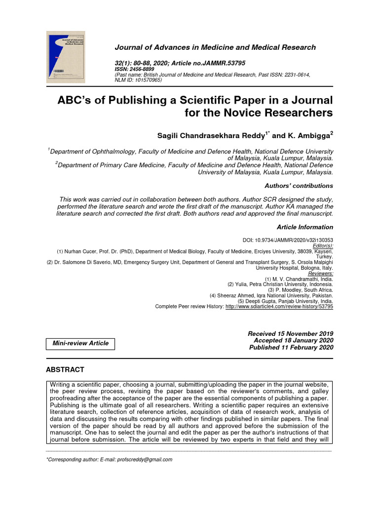 ABC S of Publishing A Scientific Paper in A Journal For The 5em13x5ijt ...