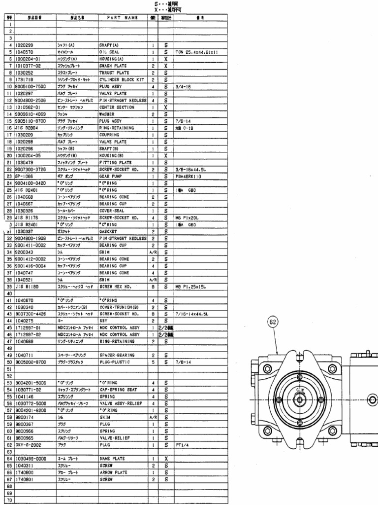 Hydraulic Pump Parts List | PDF | Mechanical Engineering | Machines