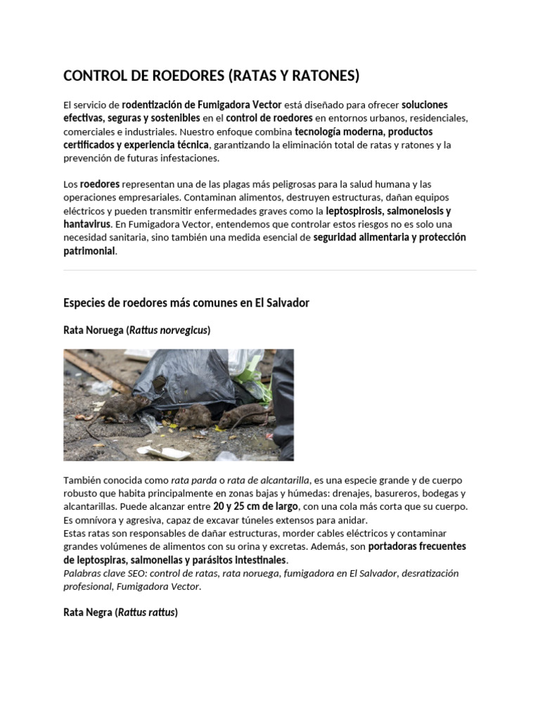 Control Profesional de Roedores en El Salvador | PDF | Control de ...