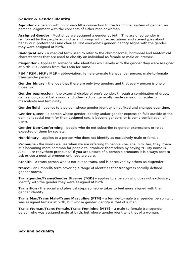 Gender and Sexuality Terms | PDF | LGBTQIA+ Studies | Transgender