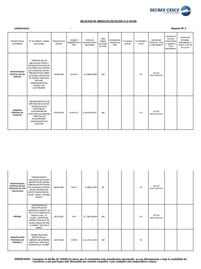 Obras en Ejecución por Corporación RANKAY | PDF